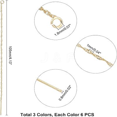 9 Pairs 3 Colors Brass Stud Earring Findings KK-UN0001-06-1