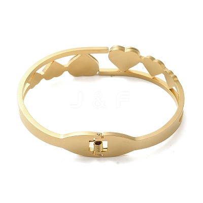 304 Stainless Steel Enamel Heart Hinged Bangles BJEW-E099-03G-1
