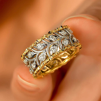 Brass Micro Pave Clear Cubic Zirconia Finger Rings FS-WG88BF1-03-1