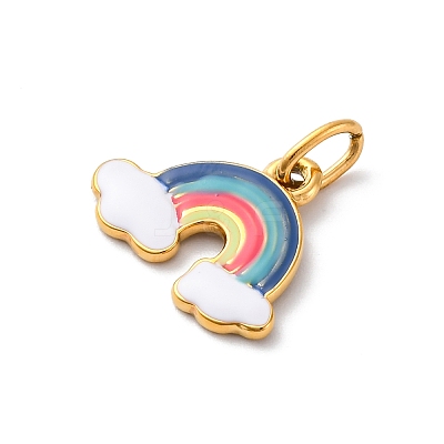 304 Stainless Steel Enamel Pendants STAS-I331-05G-01-1