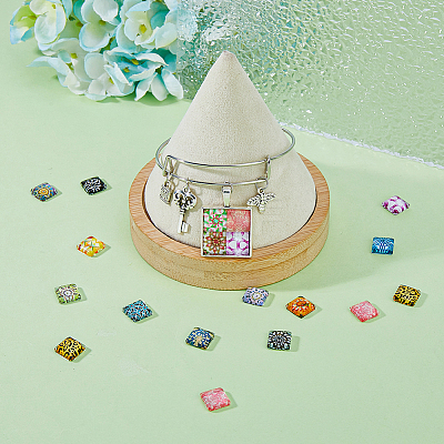 Mosaic Printed Glass Cabochons GGLA-DC0001-03A-1