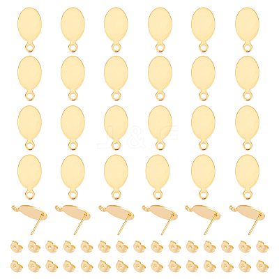 30Pcs 201 Stainless Steel Stud Earring Findings STAS-UN0041-65-1