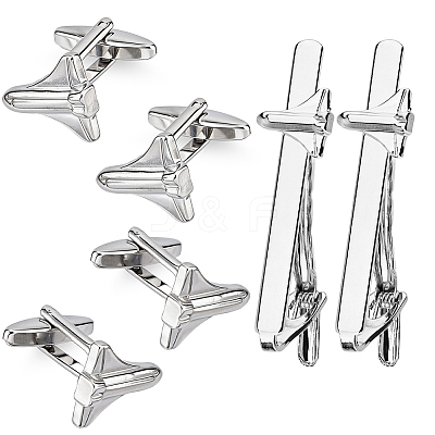 Alloy Cufflinks & Tie Clips Sets AJEW-WH0886-09B-1
