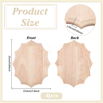 4Pcs Unfinished Rubber Wood Timber Board WOOD-FG0001-66A-1