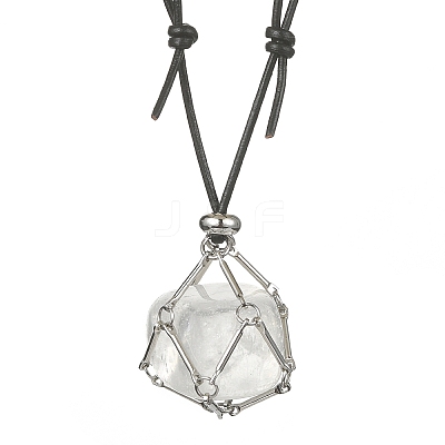 Brass Macrame Pouch Empty Stone Holder for Pendant Necklaces Making NJEW-JN04547-02-1