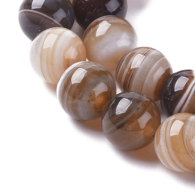 Natural Striped Agate/Banded Agate Beads Strands G-G582-10mm-55-1