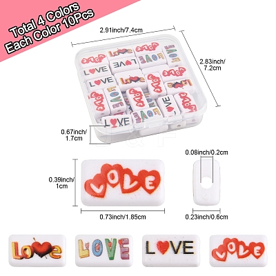 40Pcs 4 Colors Printed  Opaque Acrylic Beads OACR-FS0004-05-1