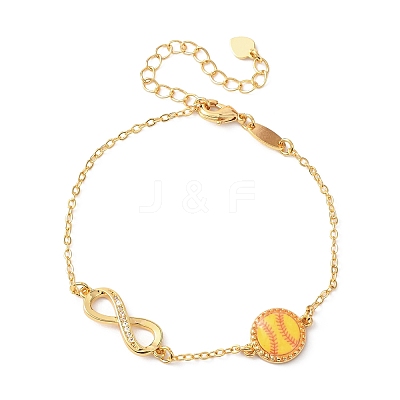 Sports Brass Micro Pave Cubic Zirconia Infinity Link Bracelets BJEW-D386-01D-G-1