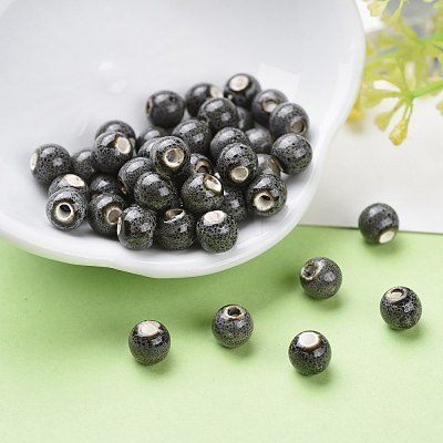 Fancy Antiqued Glazed Porcelain Beads PORC-M838-1-1