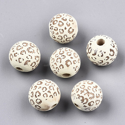 Painted Natural Wood Beads WOOD-T021-53B-12-1