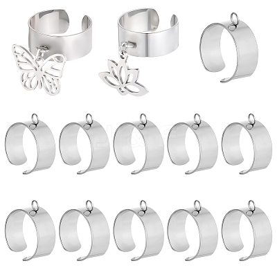 24Pcs 304 Stainless Steel Finger Ring Settings STAS-BBC0010-09B-1