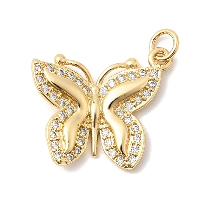Brass Micro Pave Clear Cubic Zirconia Pendants KK-Z160-09G-1