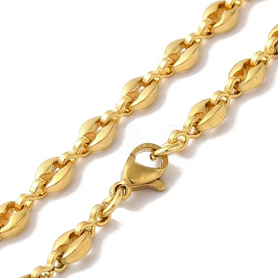 Ion Plating(IP) 304 Stainless Steel Coffee Bean Chain Necklaces for Women or Men NJEW-A029-01B-G-1
