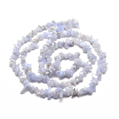 Natural Blue Lace Agate Chips Beads Strands G-M205-50-1