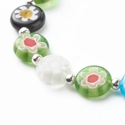 Handmade Millefiori Lampwork Beads Stretch Bracelet for Teen Girl Women Gift BJEW-JB06847-01-1