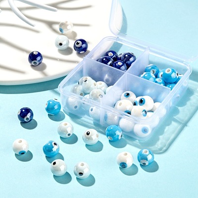 60Pcs 4 Colors Handmade Porcelain Ceramic Beads PORC-LS0001-02-1