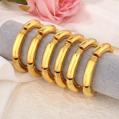 CCB Plastic Curved Tube Beaded Stretch Bracelets for Women BJEW-SW001583-02-1