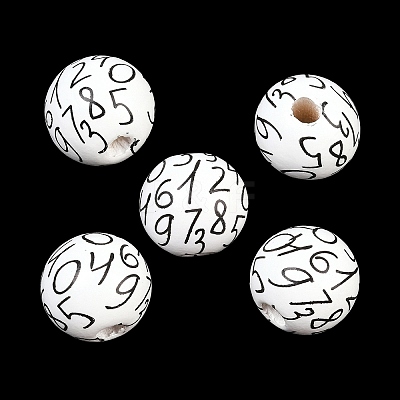 Printed Wood European Beads WOOD-G029-01-1