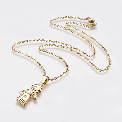 304 Stainless Steel Pendant Necklaces STAS-I075-39G-1