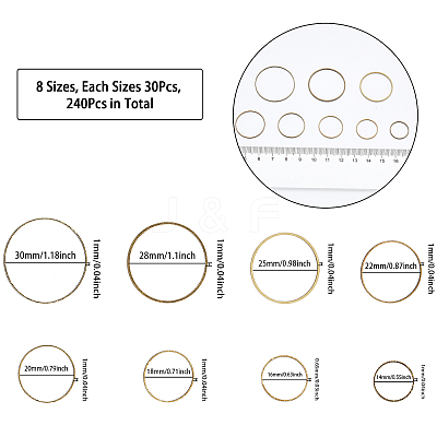 240Pcs 8 Style Brass Linking Rings FIND-CA0006-05AB-1