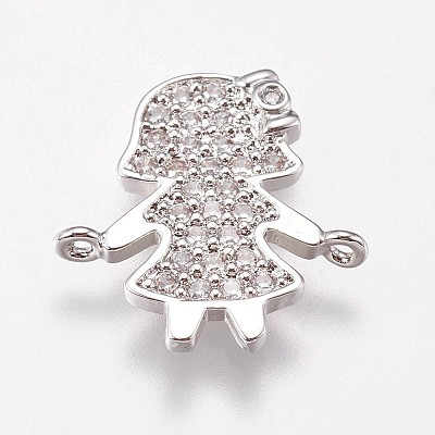 Brass Micro Pave Cubic Zirconia Links KK-I614-044P-1
