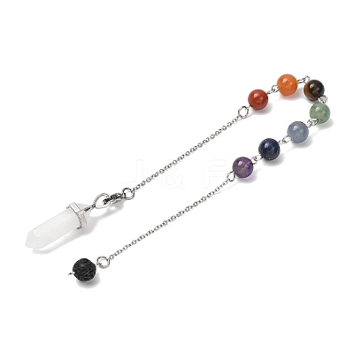Bullet & Round Gemstone Dowsing Pendulums PALLOY-JF02034-02-1