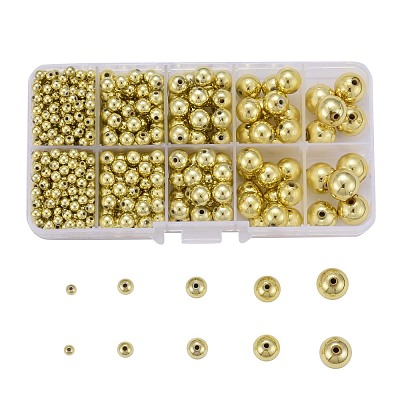 5 Sizes Plating Acrylic Beads PACR-LS0001-01G-1