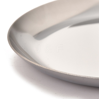 Non-Tarnish Flat Round 430 Stainless Steel Jewelry Display Plate X-STAS-P289-01P-1