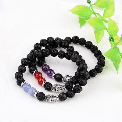 Natural Lava Rock Bead Stretch Bracelets BJEW-JB02273-1
