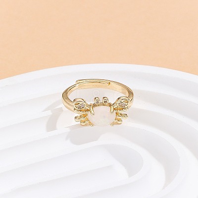 Brass Micro Pave Cubic Zirconia Adjustable Finger Rings FS-WGE54F5-01-1