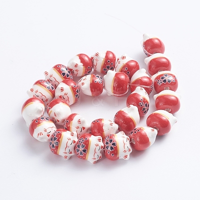 Handmade Printed Porcelain Beads PORC-G004-C03-1