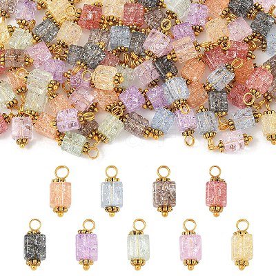 10Pcs Crackle Glass Pendants PALLOY-YW00067-01-1