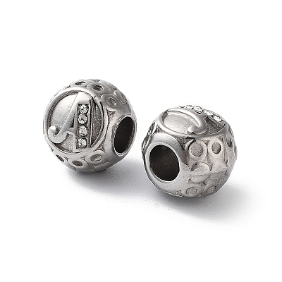 304 Stainless Steel Rhinestone European Beads STAS-A092-10A-P-1