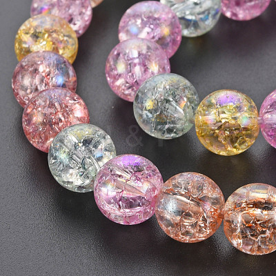 Electroplate Crackle Glass Bead Strands GLAA-S192-C-009B-1