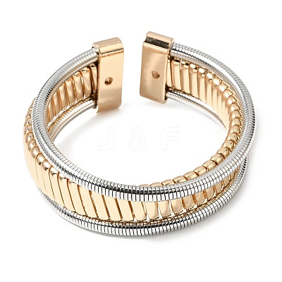 Two-tone Iron Multi-strand Snake Chain Cuff Bangles for Women BJEW-P390-01A-A-1