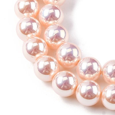UV Plating Pearlized Glass Pearl Beads Strands GLAA-F128-01B-T09-1