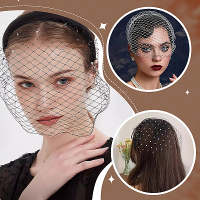 2Pcs 2 Styles Cloth Mesh Veil Headband MRMJ-GA0001-25-1