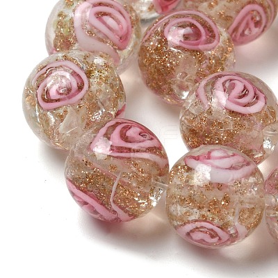 Handmade Gold Sand Lampwork Beads Strands LAMP-OC0001-53C-1