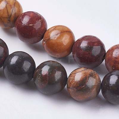 Natural Polychrome Jasper/Picasso Stone/Picasso Jasper Beads Strands G-E468-C01-6mm-1