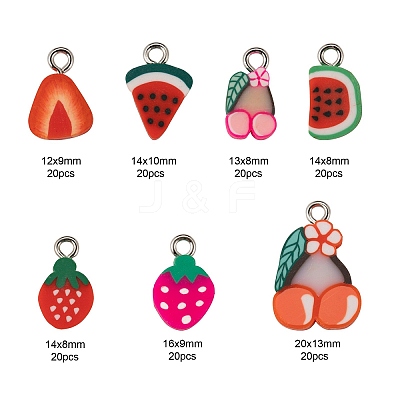 140Pcs 7 Styles Handmade Polymer Clay Pendants CLAY-LS0001-11-1