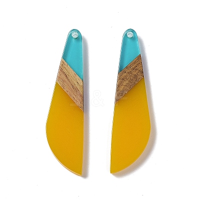 Transparent Resin & Walnut Wood Big Pendants RESI-M027-07F-1