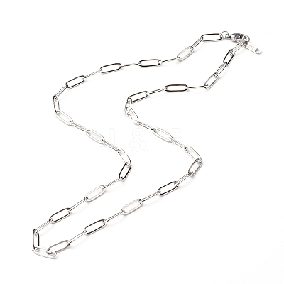 Non-Tarnish 304 Stainless Steel Paperclip Chains Necklace NJEW-JN03593-02-1
