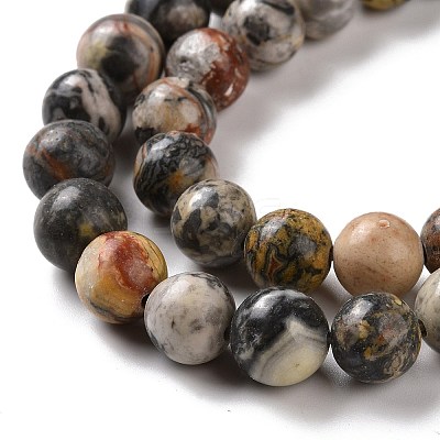 Natural Map Stone/Picasso Stone/Picasso Jasper Beads Strands G-D481-09-1