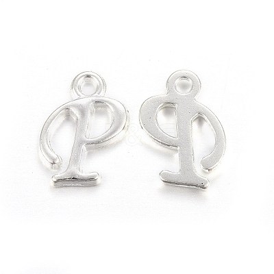 Silver Color Plated Alloy Letter Pendants PALLOY-J718-01S-P-1