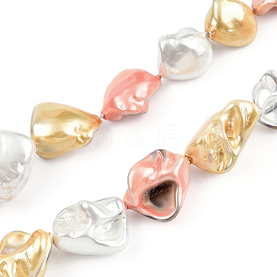 Electroplated Natural Freshwater Shell Beads Strands SHEL-R113-01H-1