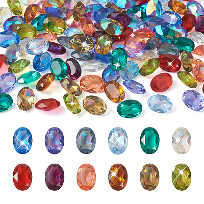 120Pcs 12 Colors Transparent Pointed Back Resin Rhinestone Cabochons KY-CW0001-01-1