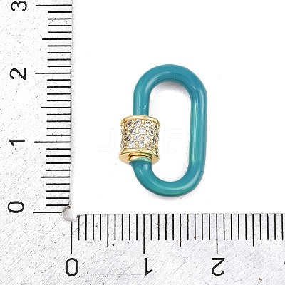 Oval Brass Micro Pave Clear Cubic Zirconia Screw Carabiner Clasps KK-B167-01A-03G-1