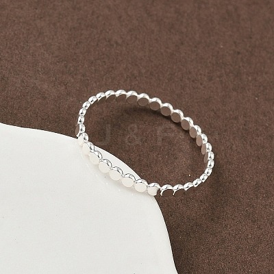 925 Sterling Silver Flat Beaded Finger Rings for Women RJEW-NH0002-01B-S-1