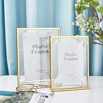 Glass Picture Frame with Iron Easel AJEW-WH0021-58A-1