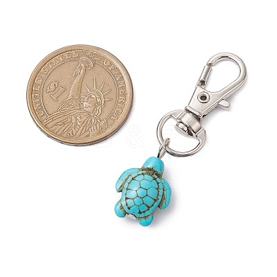 Sea Turtle Synthetic Howlite Pendant Decorations HJEW-JM02382-1